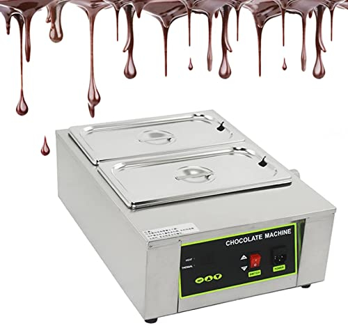 1000W Máquina De Templado De Chocolate Con 2 Tanques, 10Kg Comercial Crisol Eléctrico 30-85 ℃ Temperatura Ajustable Calentador De Comida Para Bricolaje Casa Restaurante Panadería