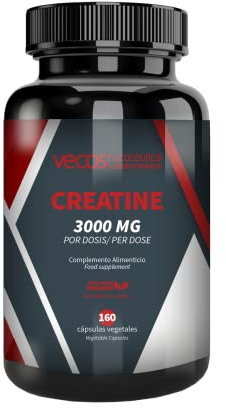 Creatina Monohidratada Pura de 3000 mg por Dosis para Aumentar Rendimiento, Fuerza y Masa Muscular | Suplemento Deportivo para Aumentar Resistencia | 160 cápsulas vegetales
