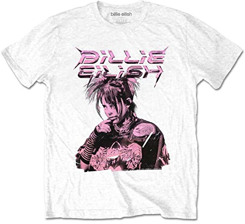 Billie Eilish T-shirt lila illustration officiell unisex vit, Vitt, S