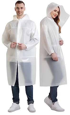 LEBEXY Regenponcho Damen Regencape Herren Transparent mit Kaputze | Regenjacke festival Regenmantel | Regenbekleidung Regen Poncho Cape Wandern Radfahren, EVA Wiederverwendbar Atmungsaktiv, 2 Stück