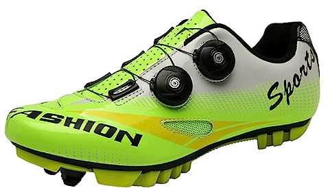 PENXZT MTB -Zyklusschuhe Unisex Mountain Bike Radsportschuhe atmungsaktiv bequemer Stall mit SPD -Stollen Innenkreisschuhe mit Fahrradschuhen mit,Grün,43 EU