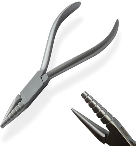 Drahtbiegezange nach Schwarz, geriffelt - Hohlkehlzange Klammerbiegezange | 14cm, für Techniker und Handwerk