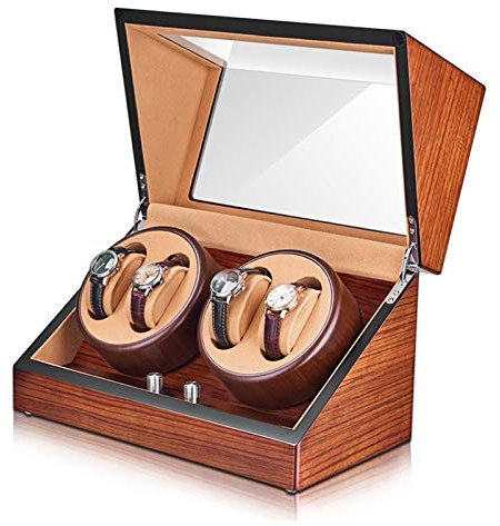 Spinner-Wickelbox Uhrenbeweger – Uhrenbeweger aus massivem Holz, Shaker, mechanische Uhr, rotierender Placer, Uhrenaufbewahrungskoffer, Organizer, Uhren, automatische Aufzugsbox, 5 Gänge, verstellbar,
