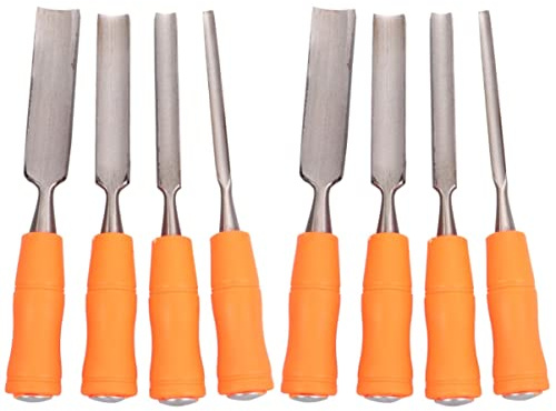Chisell Lot de 4 burins à gouge interne pour le travail du bois, la sculpture de bois pour spatule à main plate et outil en acier mm Burin d'ouverture de sculpture professionnel Mm, mm, mm + T