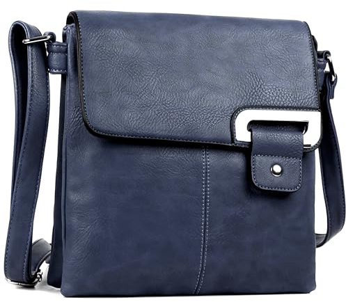 AOSSTA Umhängetasche für Damen, Umhängetasche, mehrere Einschub- und Reißverschlusstaschen, Handtasche mit Aufbewahrungstasche, verstellbarer Riemen, navy, One size