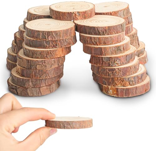 30Pcs Natural Wood Slices,5-6cm Diameter Unfinished Round Wood Slices kit,No Hole Log Wooden Circles,Perfect for Artistic Creations and Christmas Wood Ornaments for Crafts