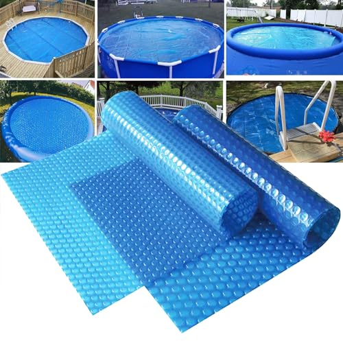 YEHOZZ Solardecke, Wärmedämmfolie Rund Innen Und Außen, Beheizte Poolabdeckung Solardeckenabdeckung Rund Rechteckig Luftpolster-Wärmespeicherdecke,Dia10ft/305cm