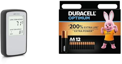 Airthings Corentium Home Radon Detector - 224 Portable, Lightweight, Easy-to-Use, (3) AAA Battery & Duracell Optimum AA Batteries (12 Pack) - Alkaline Batteries 1.5V - Up To 200% Extra Life