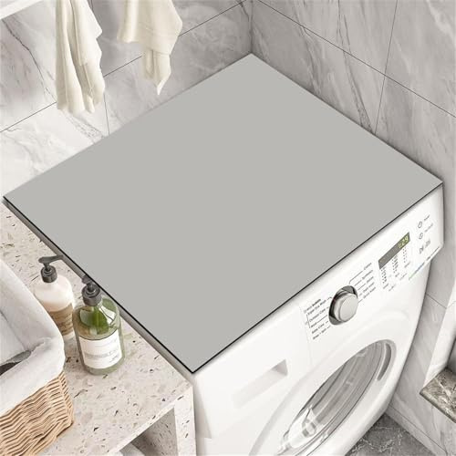 Fansu Protector Superior para Lavadora y Secadora, Cubierta Superior para Lavadora Absorbente Secado Rápido Universal Color Sólido Funda Superior Lavadora Antideslizante (60x60cm,Gris Claro)