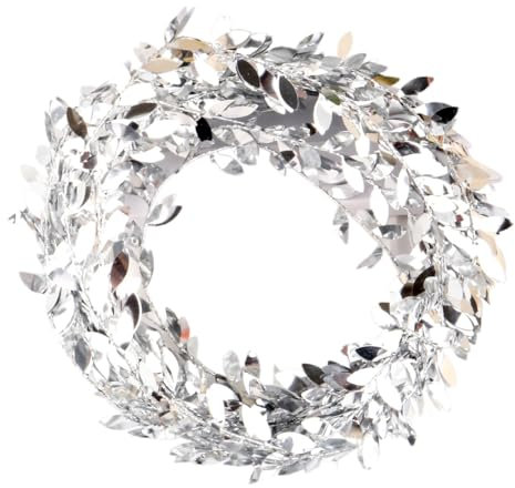 Whakano 4 Stück Glitzer Blatt Girlande Lametta 7,5m,hängende Weihnachtsdeko Girlande Lametta Draht für Weihnachtsgirlande Weihnachtsbaum Zuhause Hochzeit Party Karneval Dekoration,Silber