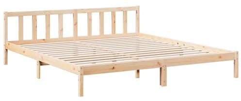 vidaXL Sängram utan madrass extra lång 200x210 cm massiv furu, säng ram, dubbelsäng, träsäng, säng ramar, dubbelsängar, träsängar
