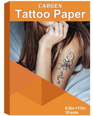 CARGEN Tattoo-Transferdruckerpapier für Tintenstrahldrucker Laserdrucker, Bedruckbares Temporäres Transferpapier, Individuelles Tattoo-Schablonenpapier DIY, 8,5 Zoll x 11 Zoll 10 Sätze