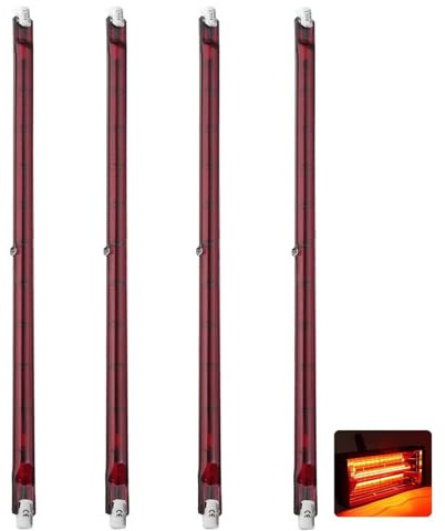 Lampadina Alogena R7S 254mm 1300W, J254 Lampada Alogena Lineare A Doppia Estremità 220V, 1300LM, Lampadine Infrarossi Riscaldante R7S 1300W Dimmerabile, Fascio 360°, Nessuno Sfarfallio, 4 Pezzi