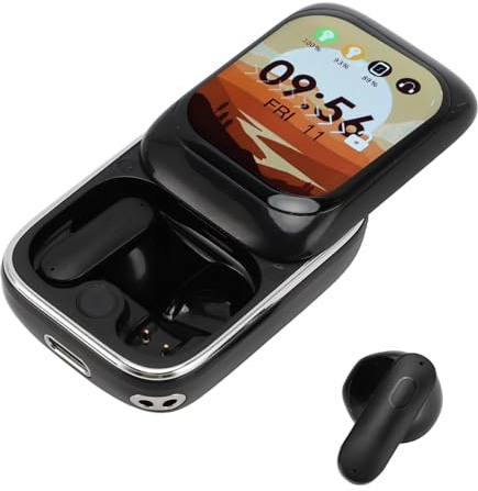 Lazmin112 Auricolari Wireless, Cuffie Bluetooth con Custodia di Ricarica Touchscreen, Design Scorrevole, Supporto Notifiche APP, Display Alimentazione LED, Lettore MP3 Integrato