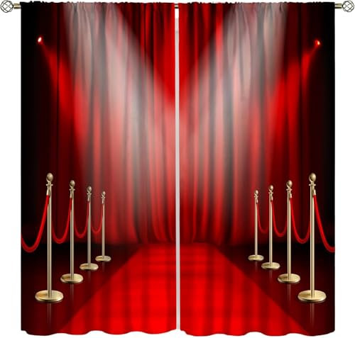 Kinder Verdunkelungsvorhänge 170X200 cm (B + H) Kino 3D Polyester Ösen Vorhang, Für Wohnzimmer Schlafzimmer Blickdicht Schallschutzvorhänge 2Er Set 2X -Esszimmervorhang -112599262