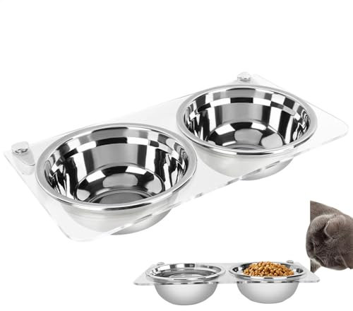 Katzennäpfe zur Wandmontage, Edelstahl, erhöhter Futterspender für Katzen, erhöhter Futterspender für kleine mittelgroße Haustiere Hunde Katzen