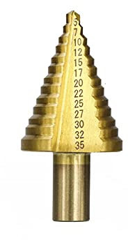 BTYQKZVPM Foret étagé Foret Conique étagé 5-35 mm Outils de perçage à carotter Foret étagé à cannelure Droite Foret à Bois et métal Forets à métal HSS(TiN-Coated)