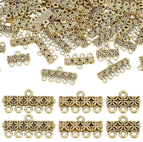 PH PandaHall 90PCS Layering Clasps, 3 Styles Chandelier Components Links Antique Golden Multi Strand Bracelet Necklace Layer Clasp for DIY Bracelet Earring Necklace Jewelry Crafts Making