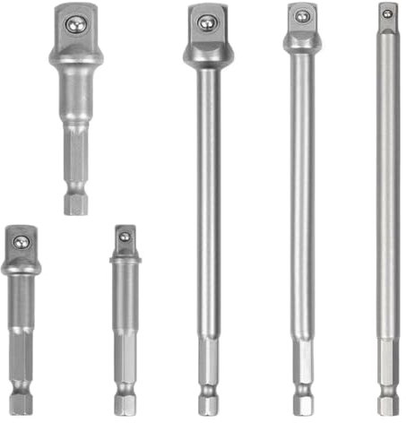 Bohrer-Stecknussadapter, Stecknussadapter für Bohrmaschine, 1/4 Zoll (1/2 Zoll), 3/8 Zoll (9,5 cm), Adapter für Metalltreiber | 6 x tragbares Bohrzubehör, Bohrerzubehör