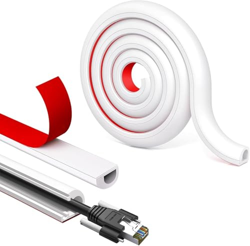 Gaine de câbles autocollante de 2 m, mini protecteur de câble flexible demi-rond pour fils sur mur et sol pour cacher les fils pour câbles électriques