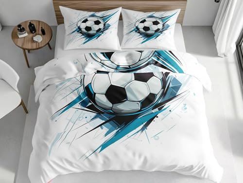 SKOEUI Set di Biancheria da Letto Sport Calcio Set Copripiumino in Morbido