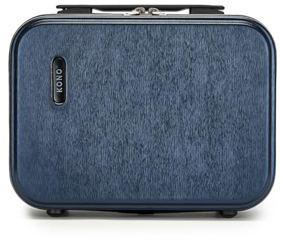 KONO Kosmetikkoffer Hartschalenkoffer Make up Koffer Beautycase für Damen aus ABS PC als Handgepäck für Reisen mit elastischem Koffergurt(Dunkelblau)