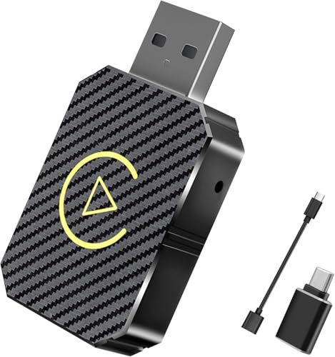 PZCC Adaptateur CarPlay sans Fil pour iphone, Adaptateur USB Convertir Filaire en sans Fil, Plug and Play CarPlay Type-c Dongle, pour iOS 10+ et Voitures avec Car Play (Argent)