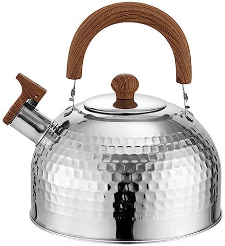 WEYFH Bouilloire à thé en Acier Inoxydable avec sifflet et poignée Anti-brûlure pour cuisinière à gaz et à Induction (2 L)