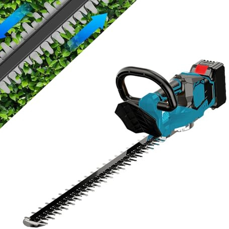 hedge trimmer 21v Electric Cordless set, Handheld Bush Trimmer, 86.5cm Dual-Action Blades Switch, Batteries and Charger Included For Yard, Roadside Greening (Bare Metal (21v No Battery))