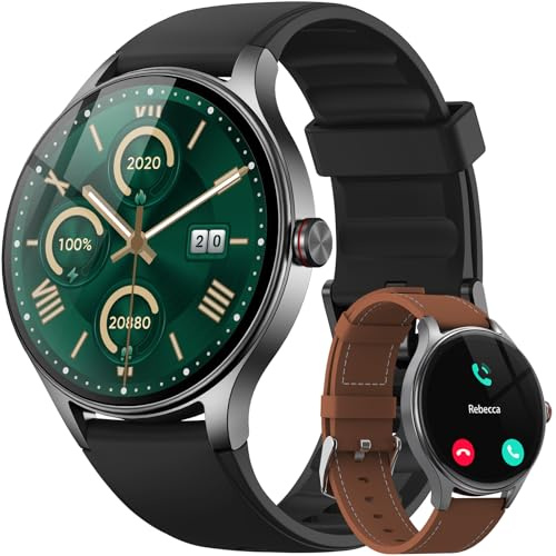 Smart Watches for Men, 1.27'' Ultra-Clear Fitness Watch with AI Voice & Bluetooth Calls, 7/24 Heart Rate/Sleep/SpO2 Monitor, 110+ Sports Modes, IP68 Waterproof Smartwatch for Android iPhone (Black)
