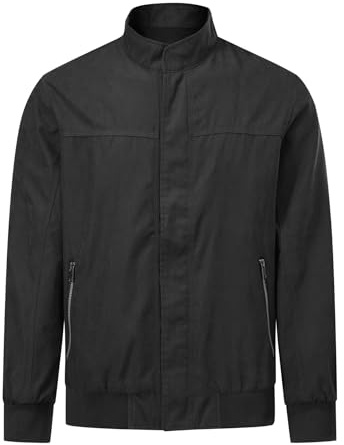 Allthemen Giacca Uomo Leggere Casual Giubbotto Cerniera Tinta Unita Bomber Giubbino Collo Alto Transizione Nero M