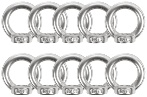 10 Stück Juttzzei Ringmutter M8, Verbessertes 304 Edelstahl Ringösen, M8 Ringmuttern Augenmutter, Ösenmutter für Befestigen Sie hängende Ornamente Blumentöpfe Schaukelständer