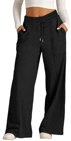 Girls Baggy Wide Leg Joggers with Drawstring Baggy Black Plus Fit School Trousers Sweatpants for Girls Trendy Oversized Wide Leg Loose Sweat Pants Elastic High Waist Athletic Joggers