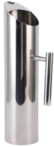 Jarra de agua de acero inoxidable, jarra cilíndrica de 2 litros para bebidas, jarras de agua de metal con protector de hielo para té helado o caliente, jugo, café, leche (Plata)
