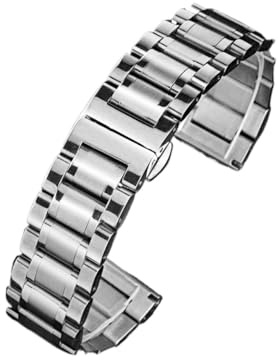 MENGKEG Armband I Rostfritt Stål 13 Mm 14 Mm 16 Mm 18 Mm 20 Mm 22 Mm 24 Mm Metallurband Länkarmband Klockarmband Svart Silver Rose Guld(Silver,14mm)