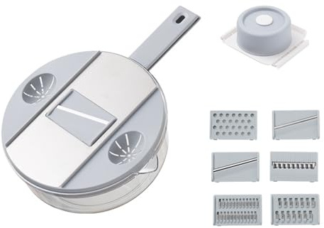 Grönsaksrivare, Grönsakshackare Multifunktionell rostfritt stål Manuell skivning och rivning Grönsaksskärare Potatisriv Strimlare Scrubber Köksmaterial(Grey)