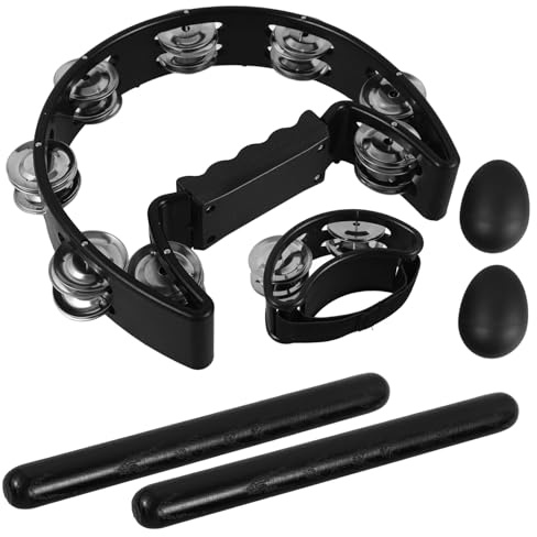 KICHOUSE Ensemble d'Instruments de Percussion pour Garçon et Filles Clochettes de Danse Tambourin Rythmique Œufs à Secouer et Baguettes Petit Instrument de Musique Portable pour