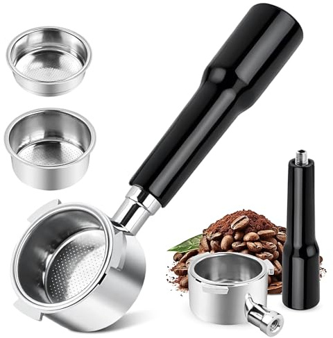 Portafiltro sin fondo de 51 mm con 3 Orejas, 2 Filtro de Acero Inoxidable | Portafiltro de Café, Compatible con DeLonghi Dedica EC680/EC685/EC885