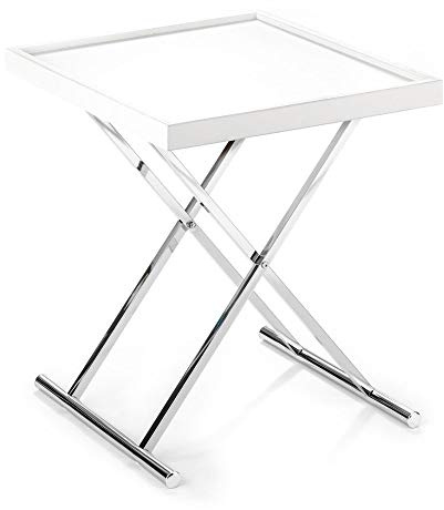 Wink Design, Baldi, Tavolino Richiudibile Con Vassoio Estraibile, Bianco, 70 x 57 x 7 cm