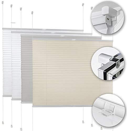 Plissee Klemmfix [Weiß, 65x220 cm] ohne Bohren für Tür & Fenster, Faltrollo mit einfacher Montage/Bietet optimalen Sichtschutz und Privatsphäre, idealer Sonnenschutz