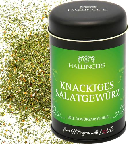 Hallingers Genuss Manufaktur Gewürzmischung Geschenk - Koch-Gewürze in edler Geschenk-Dose Knackiges Salat... für Salate, Vorspeisen & Dressings, Geschenkidee für Frauen Männer