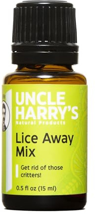 Uncle Harry's Natural Products Lice Away Mix Aromatherapy Synergy Blend, Can Help Eliminate Adult Head Lice and Eggs with Pure Plant Essences, No Harsh Chemicals, 0.5 Fluid Ounce