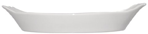 Olympia Whiteware Plats à Oreilles Ovales en Porcelaine Blanche 204mm - Assiettes de Service avec Bords Roulés - Passe au Four - Paquet de 6