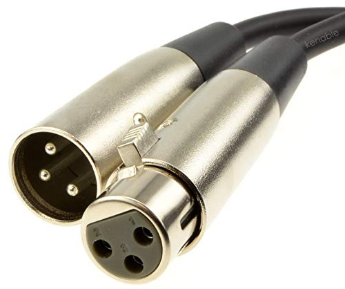 kenable Vernickelt XLR Männlich Stecker Zum XLR Weiblich Buchse Schwarz Kabel Anschlusskabel 20 m [20 Meter]