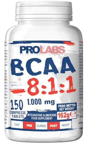 PROLABS – Bcaa Aminoacidi Ramificati Compresse 8.1.1, Amminoacidi 100% Veg con Vitamina B6, B1 e L-Leucina (8 parti) Crescita e Recupero Muscolare, Integratore Post e Pre Workout, 150 Tablet (1000 mg)