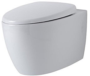 Milano Altham Modern White Ceramic Wall Hung Rimless Toilet WC Soft Close Seat