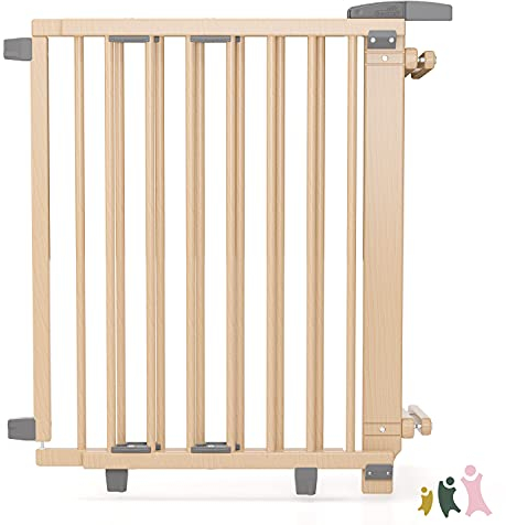 Geuther Treppenschutzgitter Plus - Absperrgitter zur Verhinderung von Stürzen von der Treppe -Verstellbereich 67-135 cm - aus massiver Buche