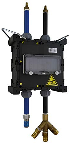 Distributore sospeso con pendolo ad aria compressa e connettore idraulico ad acqua, distributore di corrente con sportello di azionamento, minibox TpE 5505