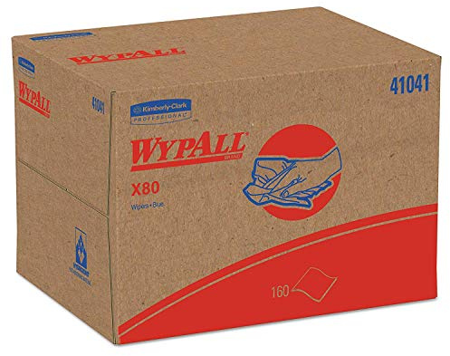 WypAll 41041 X80 Cloths, BRAG Box, HYDROKNIT, Blue, 12 1/2 x 16 4/5 (Case of 160 Wipers)