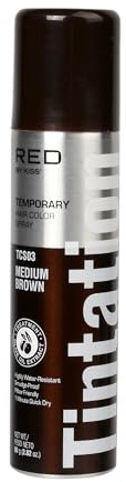 Red by Kiss Tintation Temporary Hair Color Spray, Instant Gray Root Touch Up Coverage, Water-Resistant & Smudge-Proof, Easy Wash Out, Barber & Hairline Touch-Up, Quick-Dry (Medium Brown, 2.82 oz)